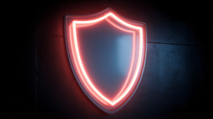 Transparent glass protection shield with glow effect. Safeguard sign. Security concept. Vector illustration