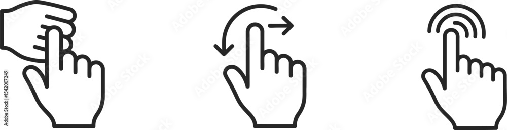 Poster ios gesture icons set vector illustration pinch swipe tap hand gestures ui ux design mobile app inte