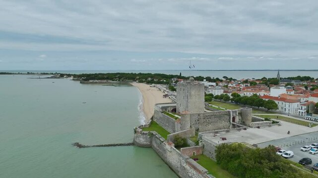 Fouras from a drone, Fouras-les-Bains, Charente-Maritime, Nouvelle-Aquitaine, France, Europe