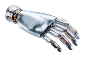 Robotic hand on transparent background, highlighting tech