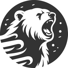 Black silhouette illustration of a polar bear vector drawing