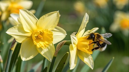 Bee, sharp and realistic, Photo, Natural light.
