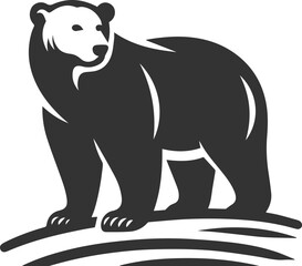Black silhouette illustration of a polar bear vector drawing