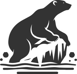 Black silhouette illustration of a polar bear vector drawing