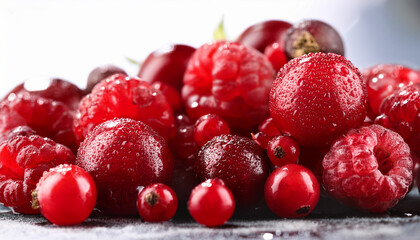 red berries organic food close up