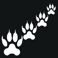 bear paw print, wild animal paw print vector icon