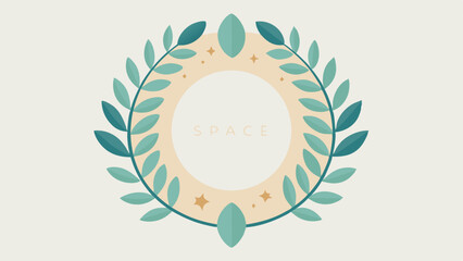 Minimalist leaf wreath circle frame with space text ideal for design projects