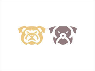 Two Bulldog Head Vector Icons Pastel Yellow Gray Minimalist Design