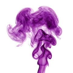 Purple smoke isolated on white or transparent background. PNG
