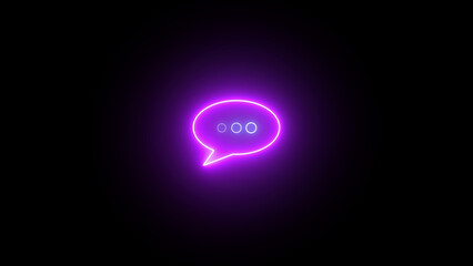 Neon message typing icon, Neon glowing massage typing icon illustration on black background.