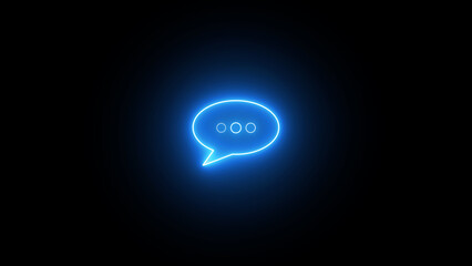 Neon message typing icon, Neon glowing massage typing icon illustration on black background.