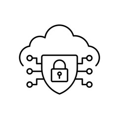 Secure Cloud Storage Line Icon