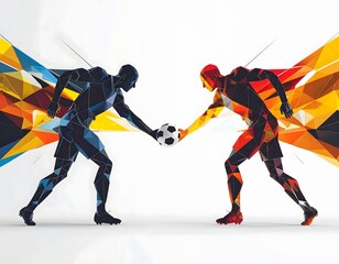 Two Football Players Contesting Ball