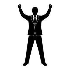 Businessman silhouette success celebration achievement victory corporate professional winning pose