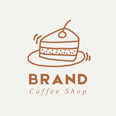 Coffee Shop Hand Drawing Cake Logo Vrand Design.eps