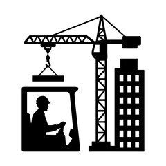 Construction crane building silhouette vector illustration for architecture projects use