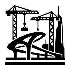 Construction cranes building skyline silhouette vector illustration graphic design artwork image