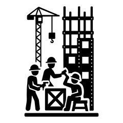 Construction workers building site vector illustration construction industry project design