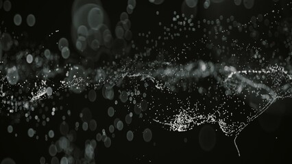 This is an Abstract Water Splash with Beautiful Particles in a Dark Background Setting