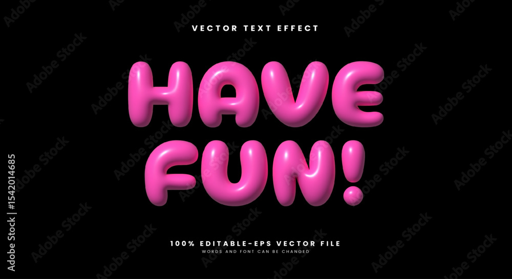Poster have fun 3d inflated style editable text effect template