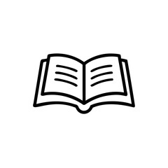 Open Book Icon Black Outline Simple Line Art Islamic Religious Text Handmade Mawlid Design Element