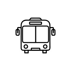 A simple line drawing of a bus seen from the front