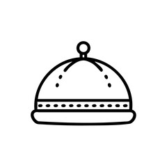 Line Art Illustration of a Handmade Islamic Taqiyah Hat with a Circular Knob on Top Mawlid Celebration Headwear