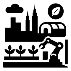 Urban farming technology future of agriculture automation sustainability innovation vector icon design