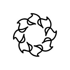 Black Circular Islamic Design Element Mawlid Handmade Floral Wreath Pattern Graphic