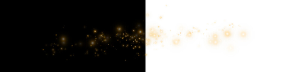 Magical Golden Light Dust Particles Effect on Transparent Background
