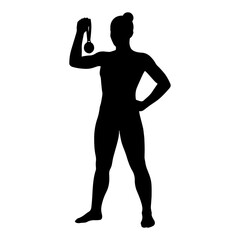 Silhouette of athlete winner with medal achievement success champion sport competition victory award