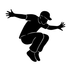 Jumping man silhouette vector illustration for sports fitness and activity related design projects