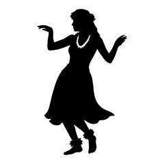 Hula dancer silhouette vector hawaiian girl dancing illustration tropical aloha hawaii design graphic art