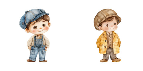 cute kid tailor watercolor vector illustration