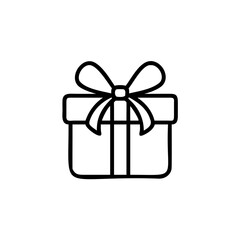Black Outline Gift Box Icon With Bow Islamic Mawlid Handmade Design Element For Celebration Cards Websites And Applications