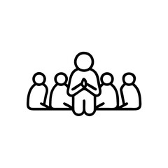 Black Line Drawing Illustrating Five People Kneeling One Central Figure Praying Hands Islamic Mawlid Handmade