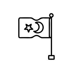 Black Line Drawing Islamic Flag Crescent Moon Star Handmade Mawlid Symbol Icon Illustration