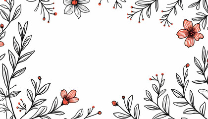 Floral Arrangement with Leafy Vines and Delicate Flowers on White Background