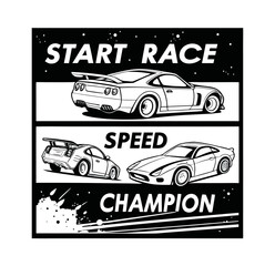 Start race  speed and champion t-shirt graphic design vector illustration 
