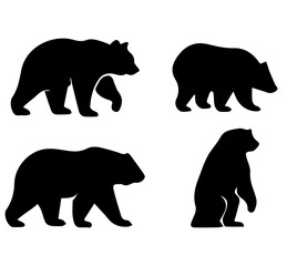 Bear silhouette vector illustration collection of walking standing sitting bears animal wildlife design 100