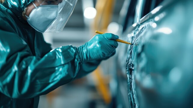 A skilled mechanic repairs a car in a workshop, showcasing diligence, professionalism, and attention to detail amidst an environment of machinery and technology.