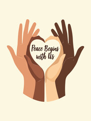 International Day of Peace vector illustration with dove, globe, multicultural kids, peace signs, hands of unity, and symbols of world harmony in flat solid colors