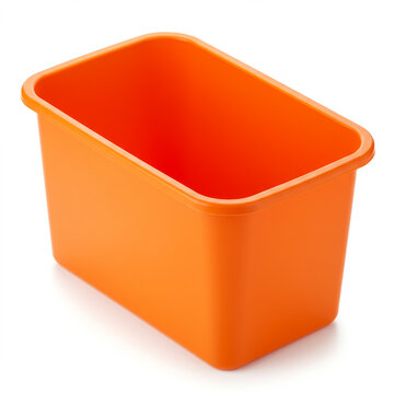 Bright Orange Plastic Storage Bin: Organization Solution isolated on transparent background