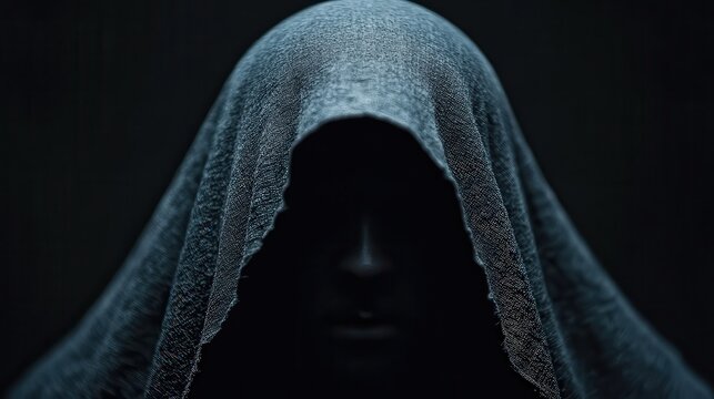 A mysterious figure cloaked in shadows and light, conveying a sense of intrigue, anonymity, and a powerful presence that invites curiosity and reflection.