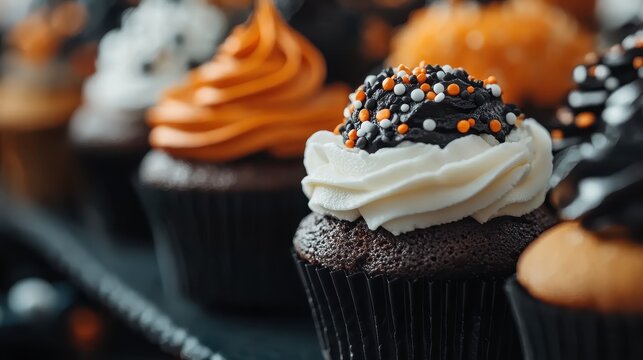 A tempting assortment of cupcakes adorned with vibrant frosting and sprinkles, perfect for festive celebrations and dessert lovers alike, showcasing their delicious appeal.