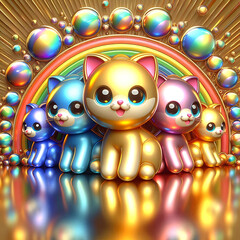 Fototapeta premium Galactic Cats: Bright Tails from Tomorrow, Future Cats: Neon Dreams, Color Cats from Another Dimension, Techno Cats: A Vibrant Sci-Fi Collection