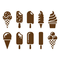 set of ice cream icons vector on white background