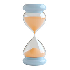 3D Of Pastel Blue Hourglass with Orange Sand on Transparent Background