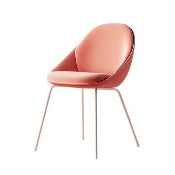 recommend clip art: 3D Of Modern Coral Pink Chair on White Legs on Transparent Background