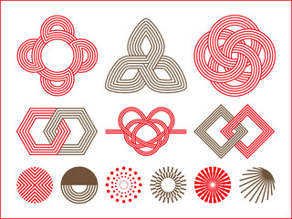 和風な幾何学的な線のデザイン素材とデザイン装飾